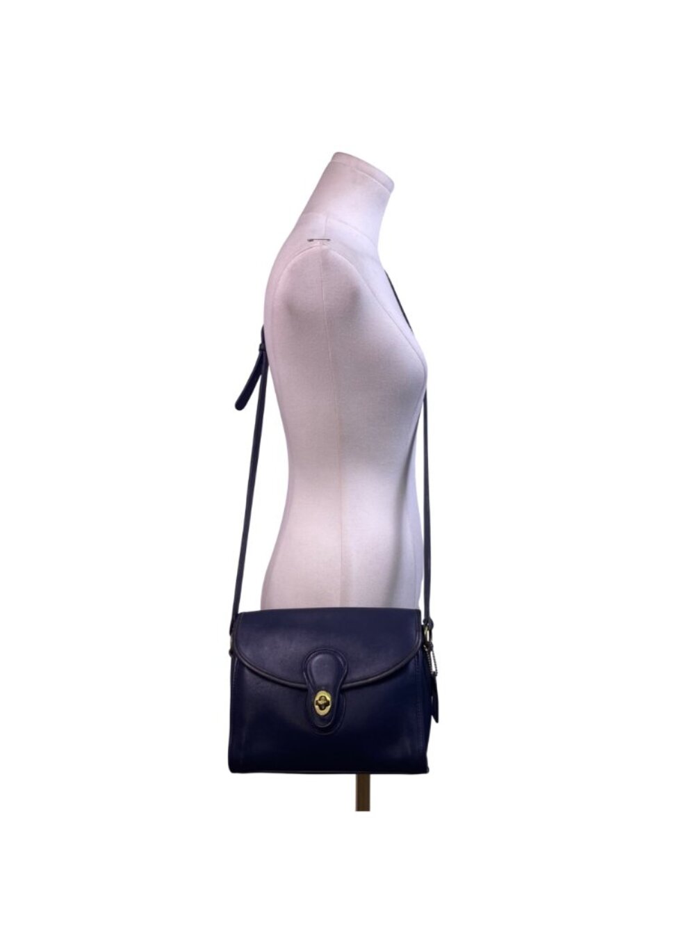 Coach Women’s Navy Leather Turnlock Closure Adjustable Strap Crossbody Bag - Picture 14 of 14